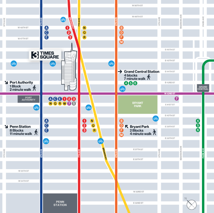 transportation map - 3 Times Square