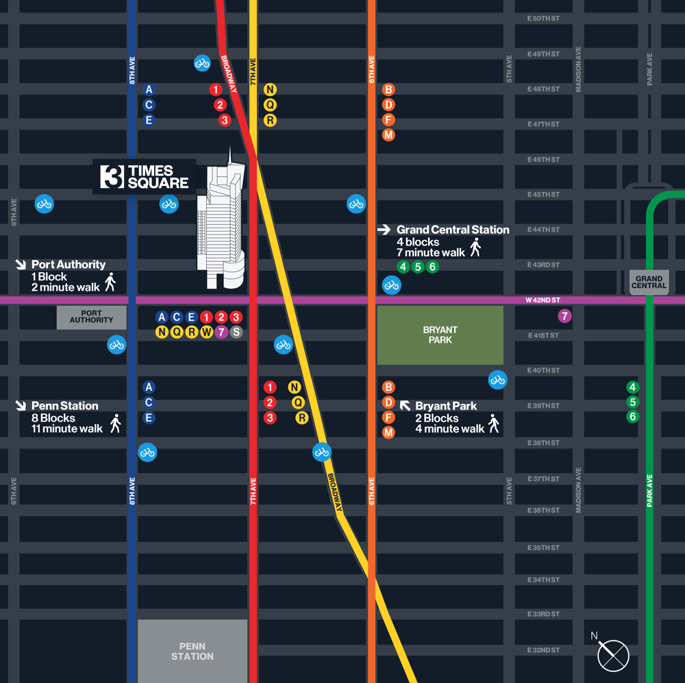 transportation map - 3 Times Square